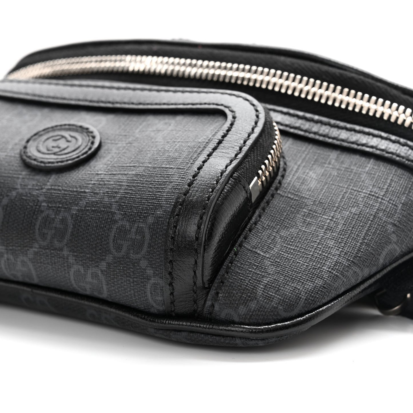 GG Supreme Monogram Textured Calfskin Retro Interlocking G Belt Bag Black