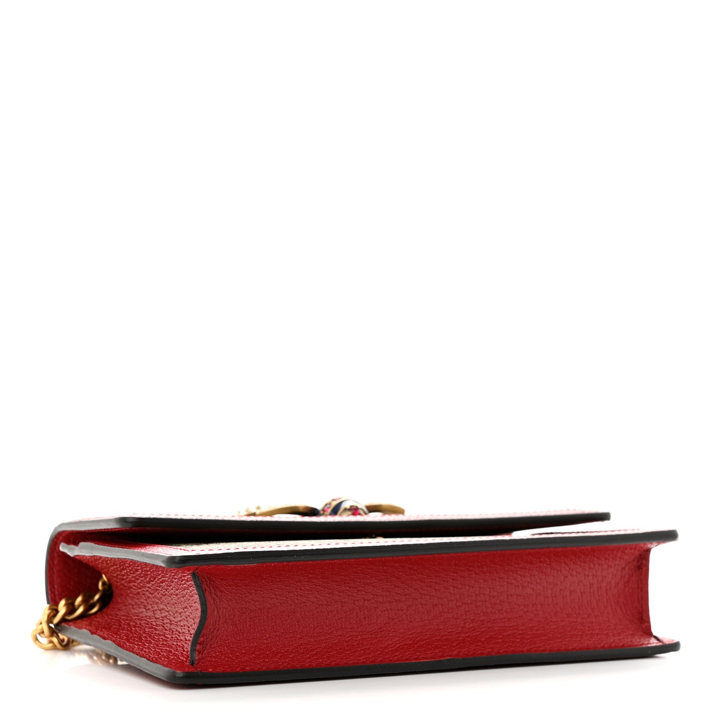 GG Supreme Monogram Web Queen Margaret Chain Wallet Red