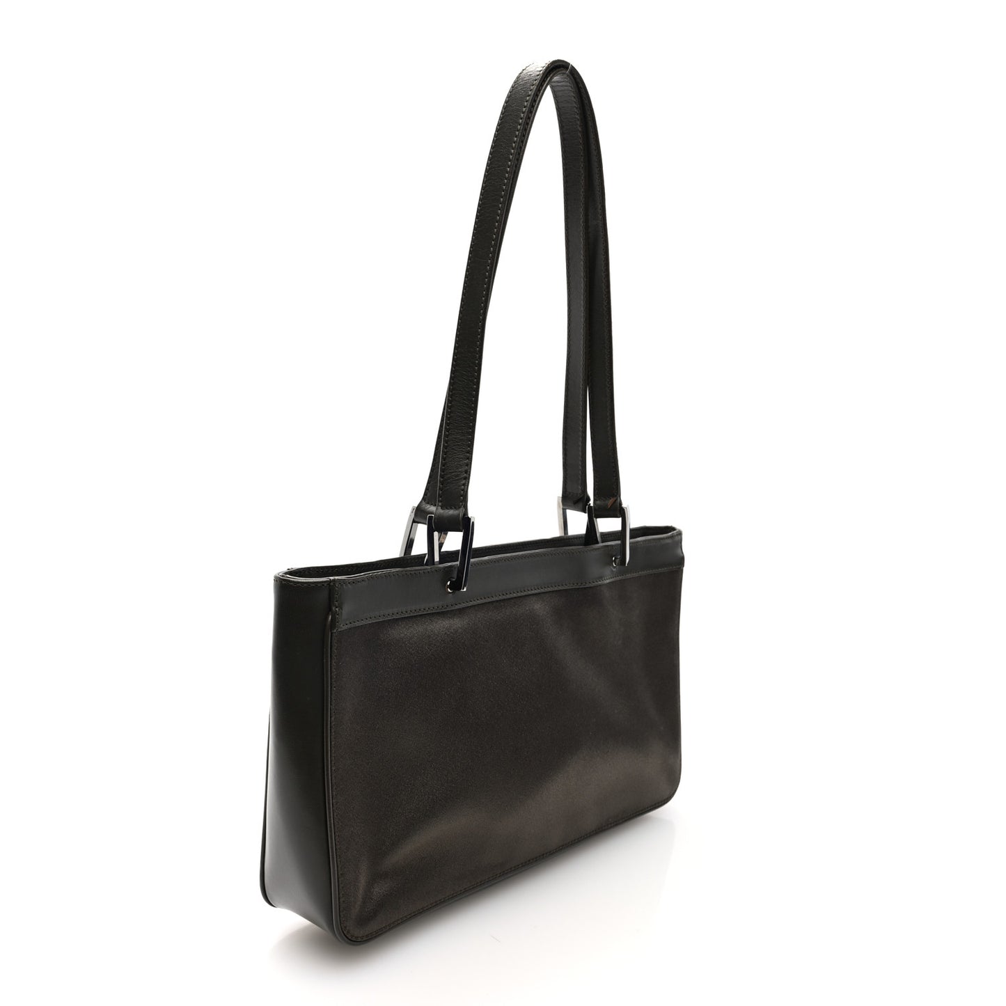 Satin Calsfkin Bardot Shoulder Bag Grey