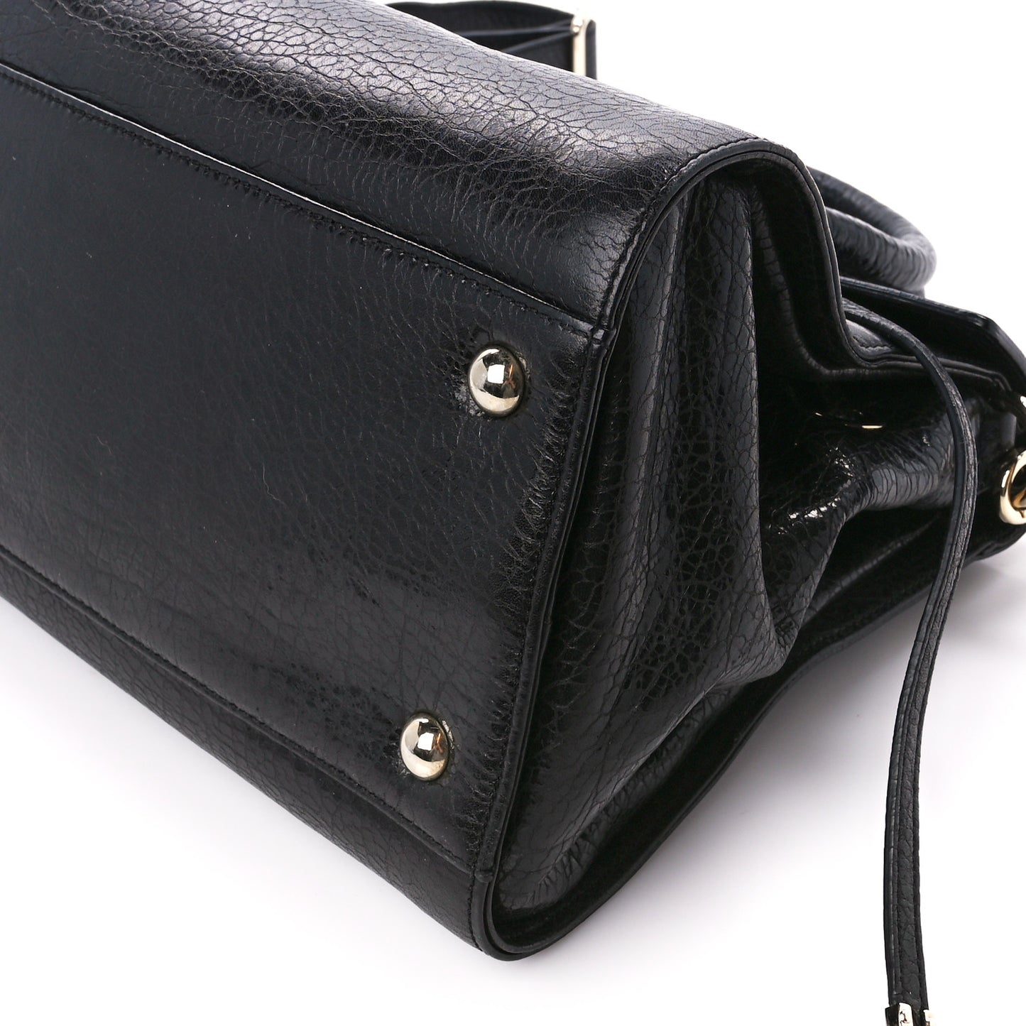 Grainy Calfskin Rosalie Satchel Black