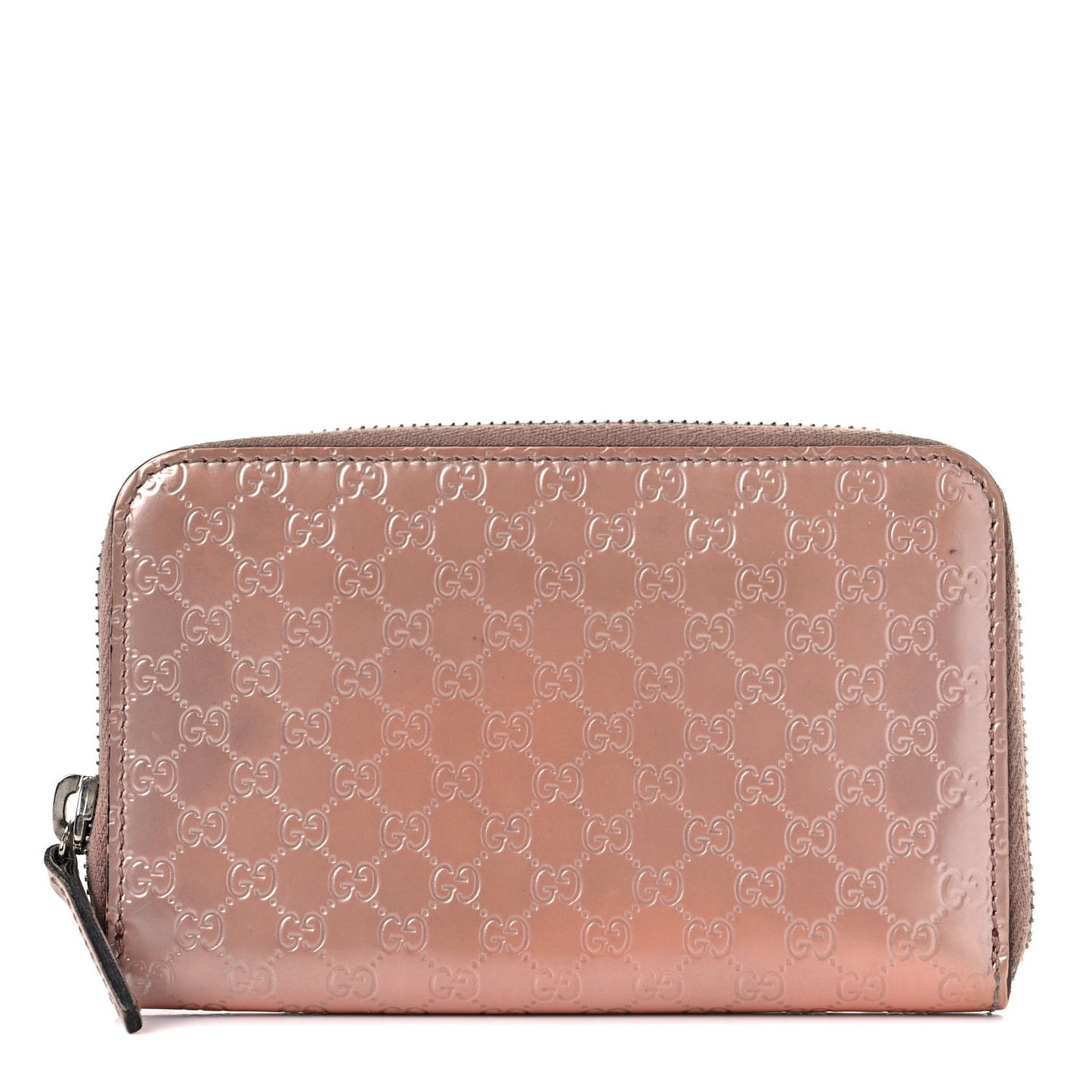 Patent Microguccissima Zip Around Wallet Pink