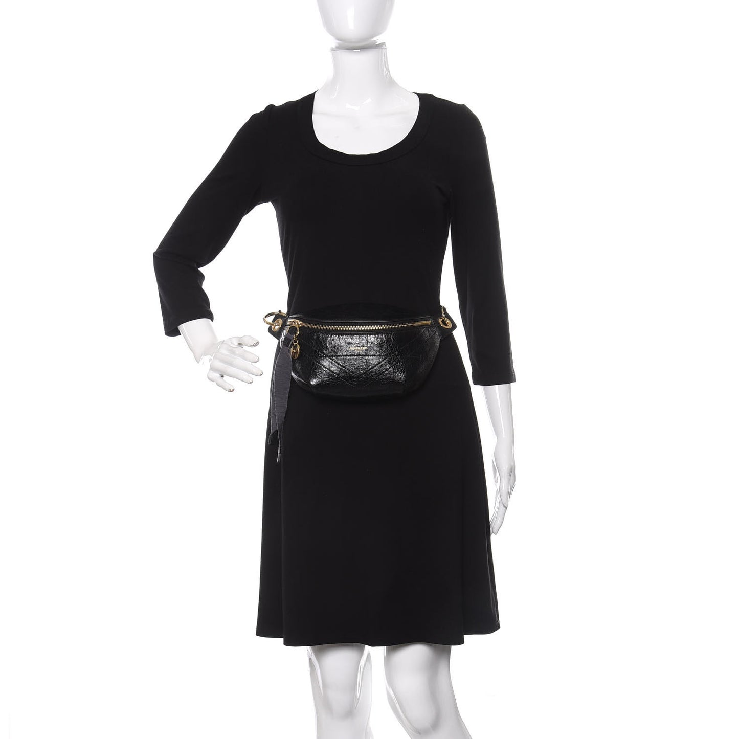 Crackle Calfskin ID Belt Bag Black