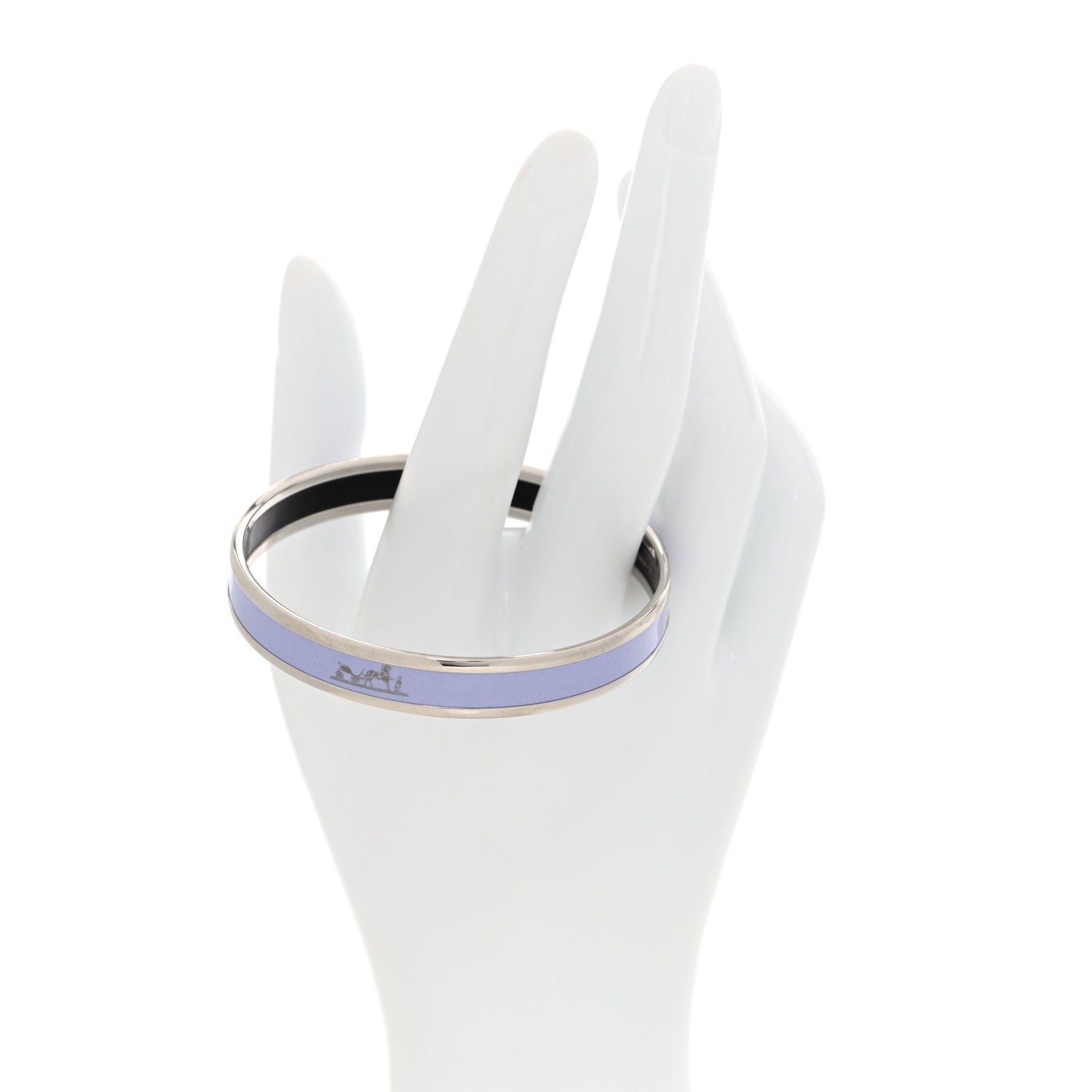 Hermes Enamel Printed Narrow Caleche Bracelet 62 Bleu Lin 2 of 5