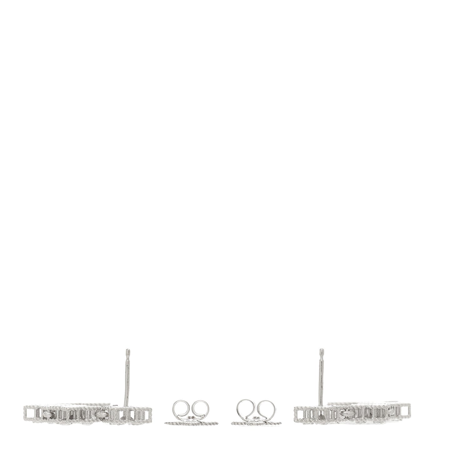 18K White Gold Diamond Princess Flower Three Station Drop Earrings