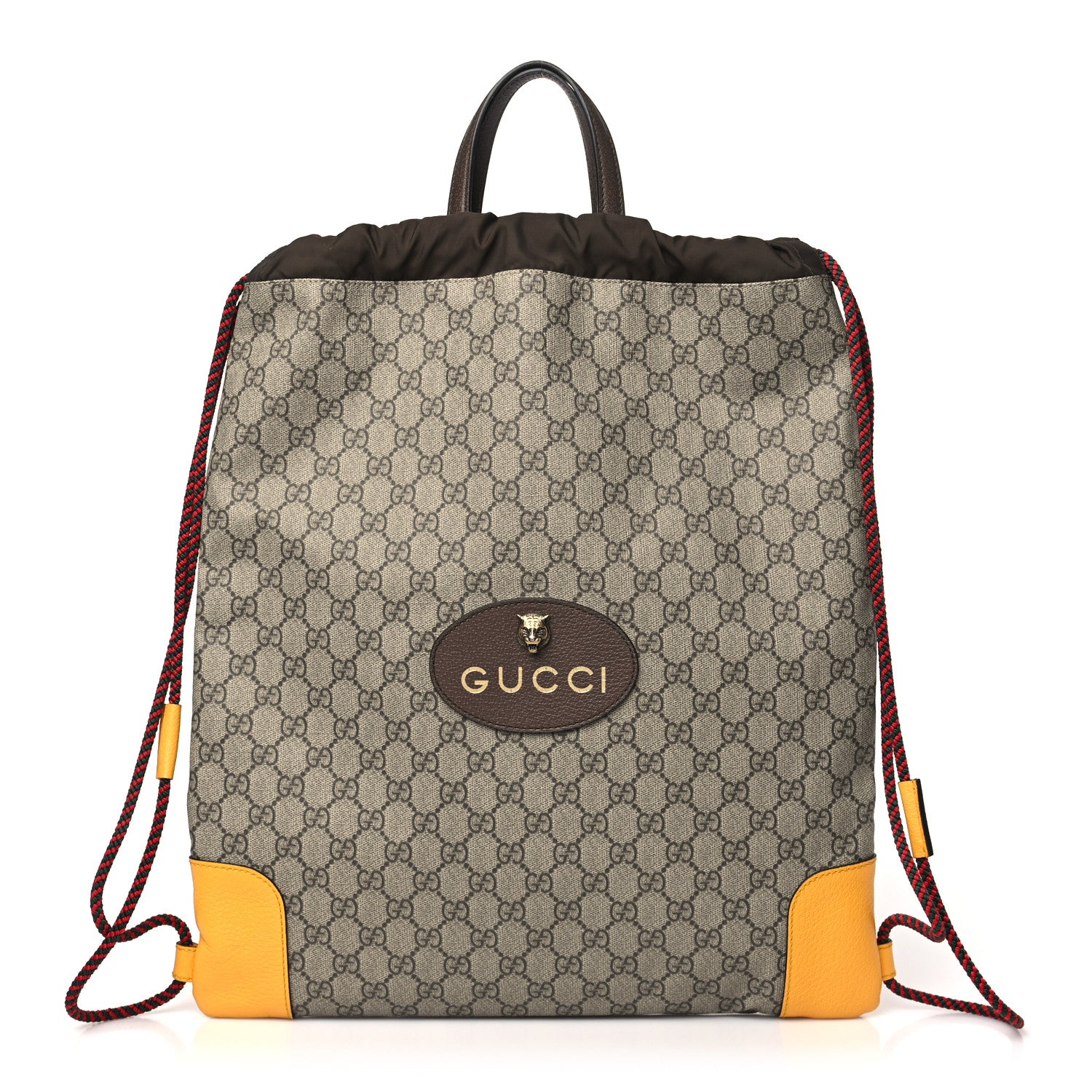 Gucci GG Supreme Monogram Neo Vintage Drawstring Backpack Beige New Acero Crop 1 of 10