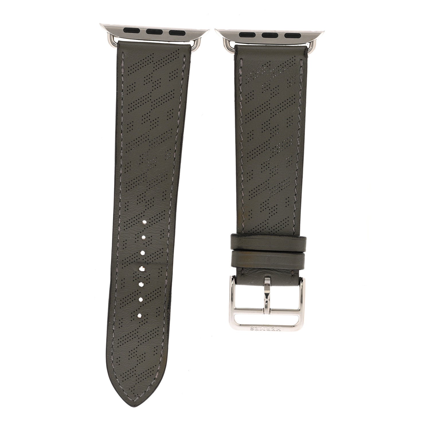 Hermes Swift 42mm H Diagonal Apple Watch Single Tour Band Gris Meyer 1 of 7