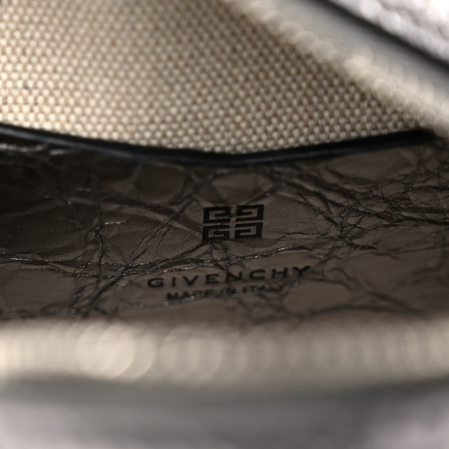 Laminated Lambskin Micro Antigona Cube Bag Silvery Grey