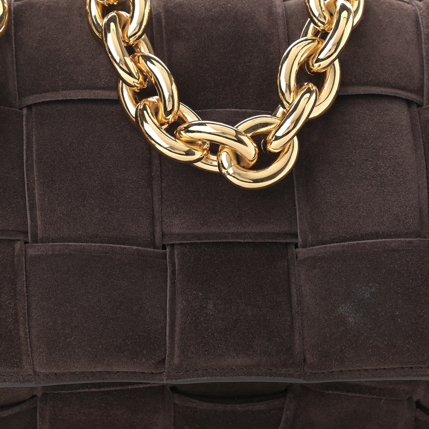 Suede Maxi Intrecciato Padded Chain Cassette Crossbody Bag Fondant