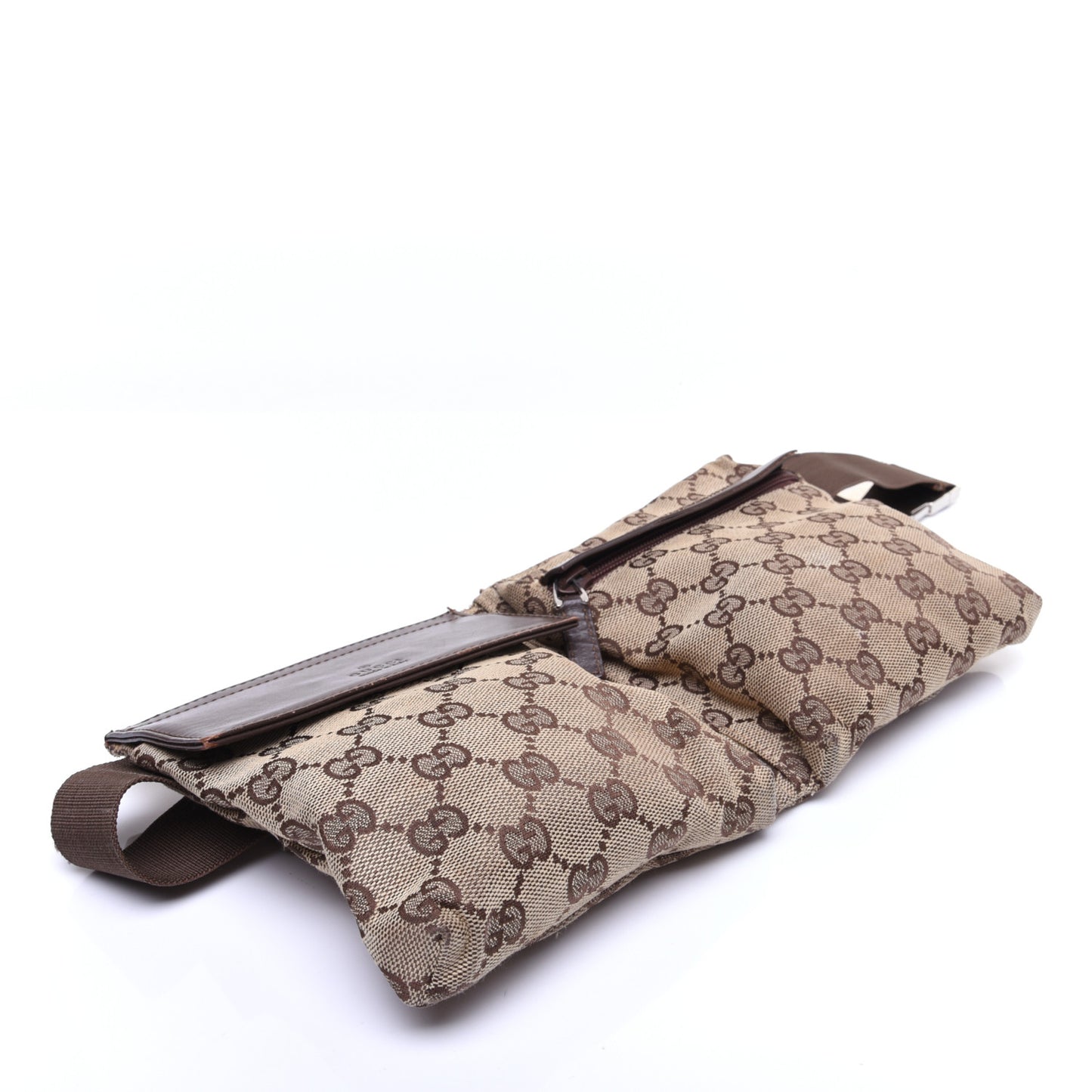GG Monogram Double Pocket Belt Bag Dark Brown