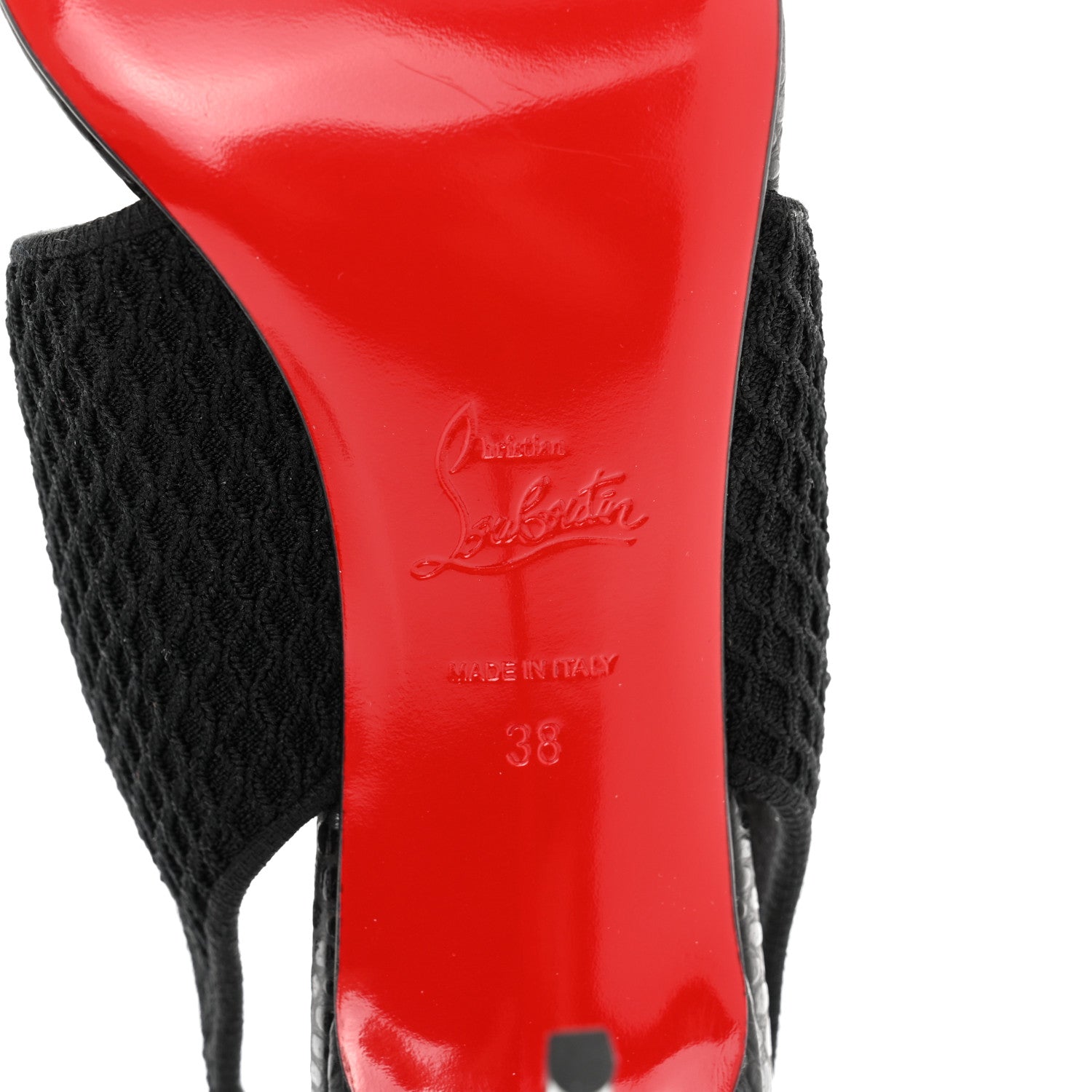 Christian Louboutin Calfskin Mesh Snakeskin Embossed Georgette 85 Sandals 38 Black 6 of 10