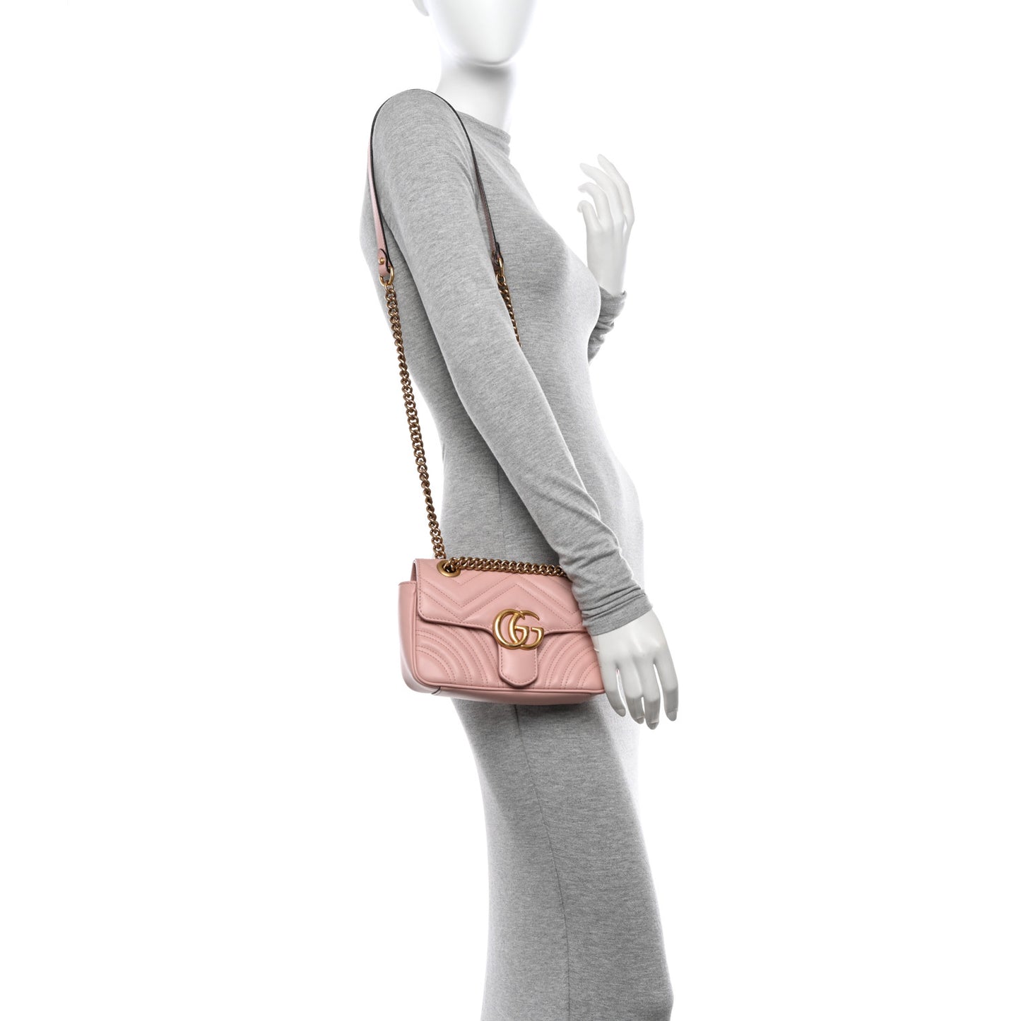 Calfskin Matelasse Small GG Marmont Shoulder Bag Perfect Pink