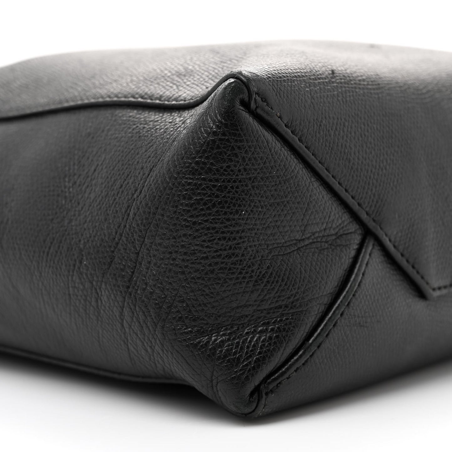 Grained Calfskin Small Vertical Cabas Black