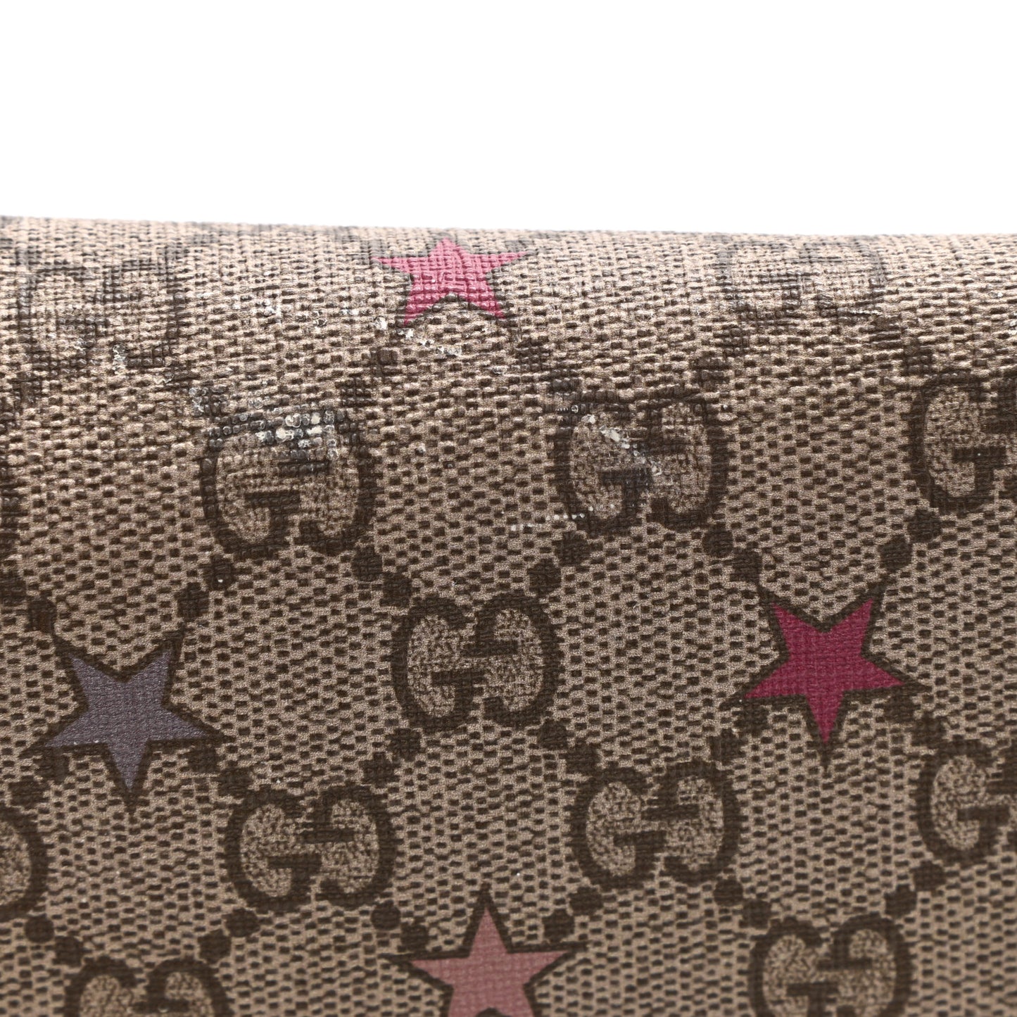 GG Supreme Monogram Stars Medium Double Buckle Flap Messenger Bag Beige Pink