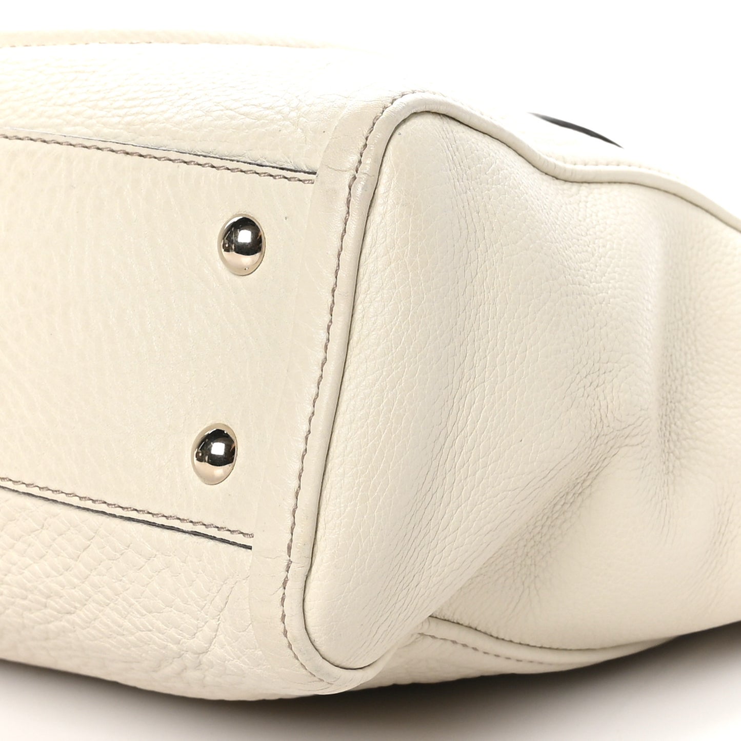 Pebbled Calfskin Small Soho Top Handle Bag Off White