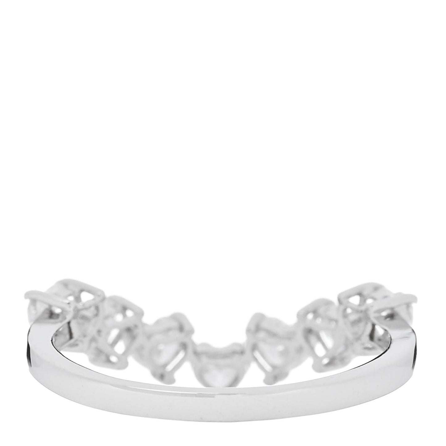 18K White Gold Diamond 1.00ctw Heart Cut Curved Ring 54 7