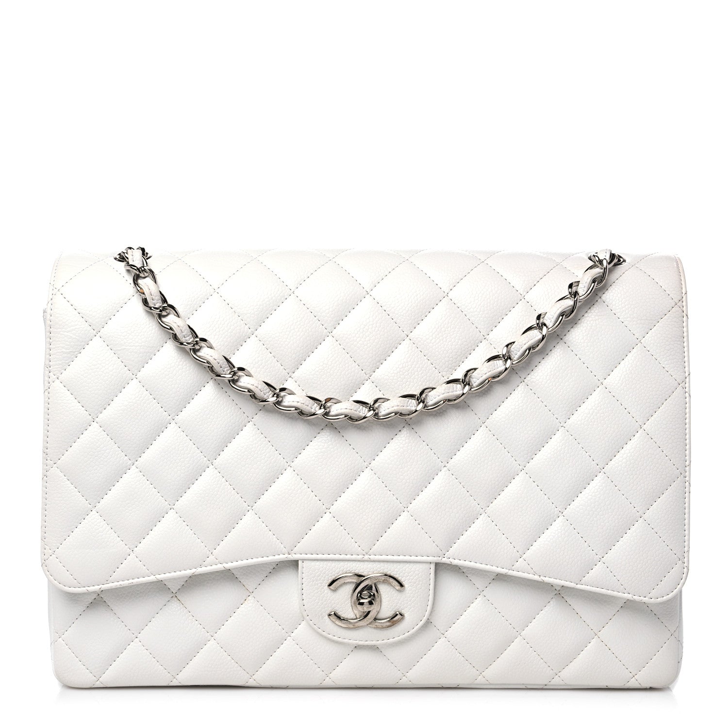 Chanel Caviar Quilted Maxi Double Flap White 1 of 15