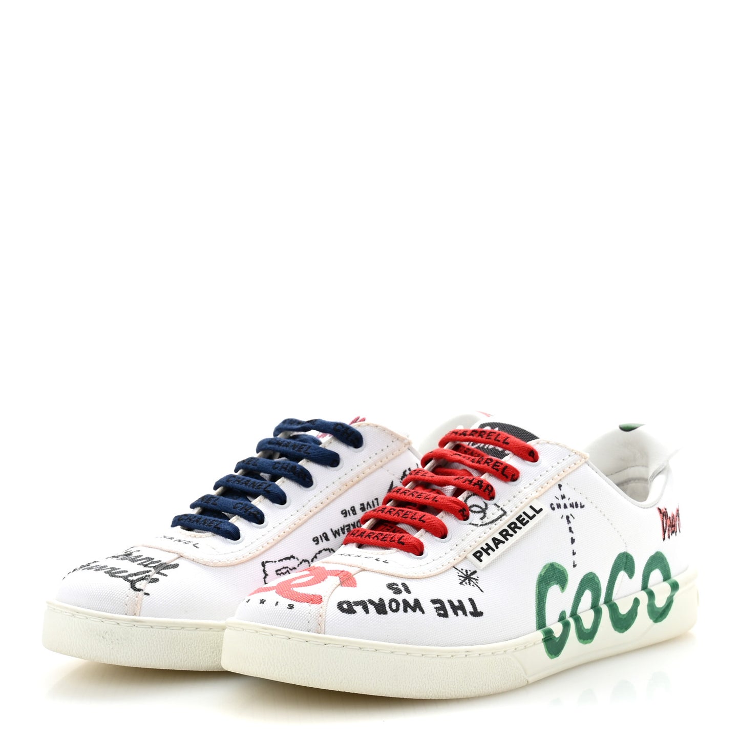 X PHARRELL WILLIAMS Canvas Womens Sneakers 38 White Multicolor
