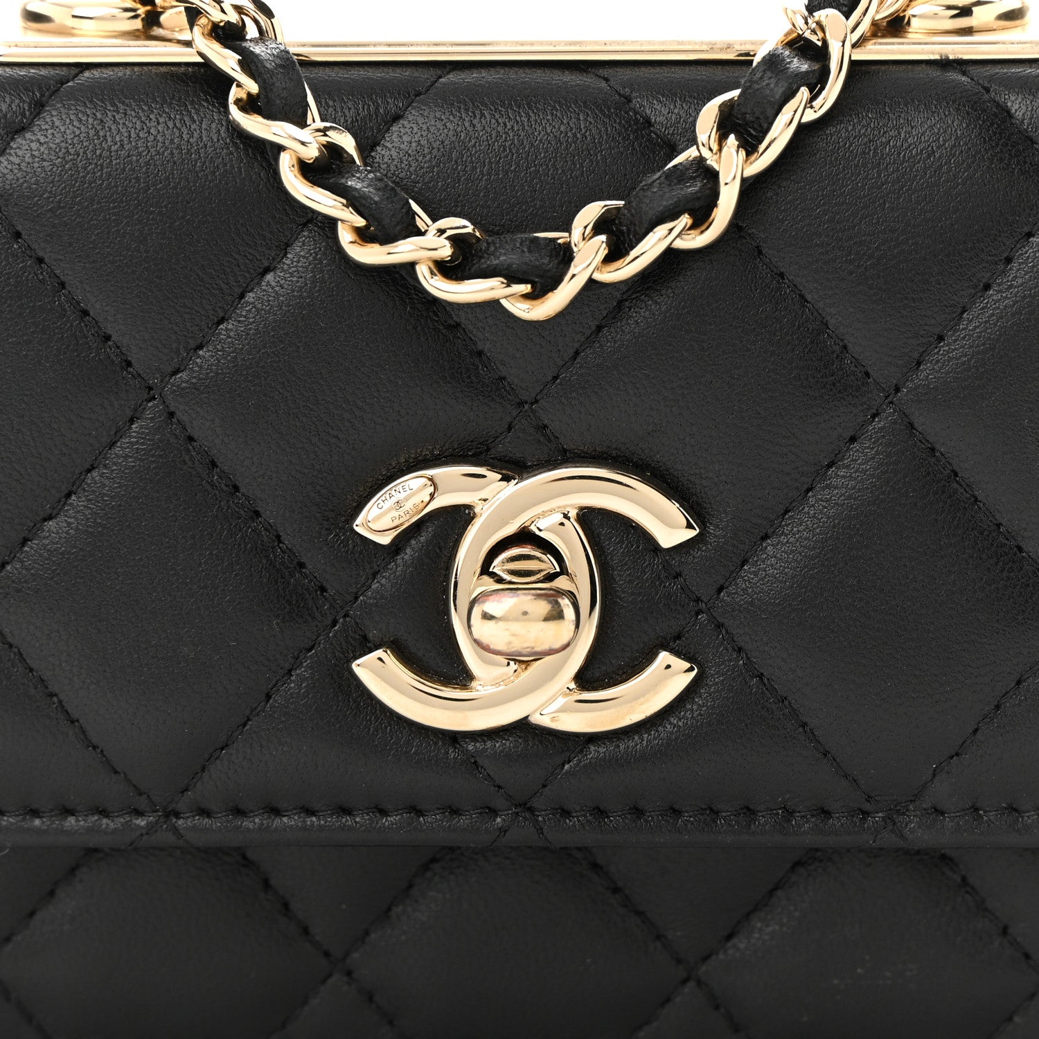Chanel Lambskin Quilted Trendy CC Card Holder On Chain Black 9 of 11