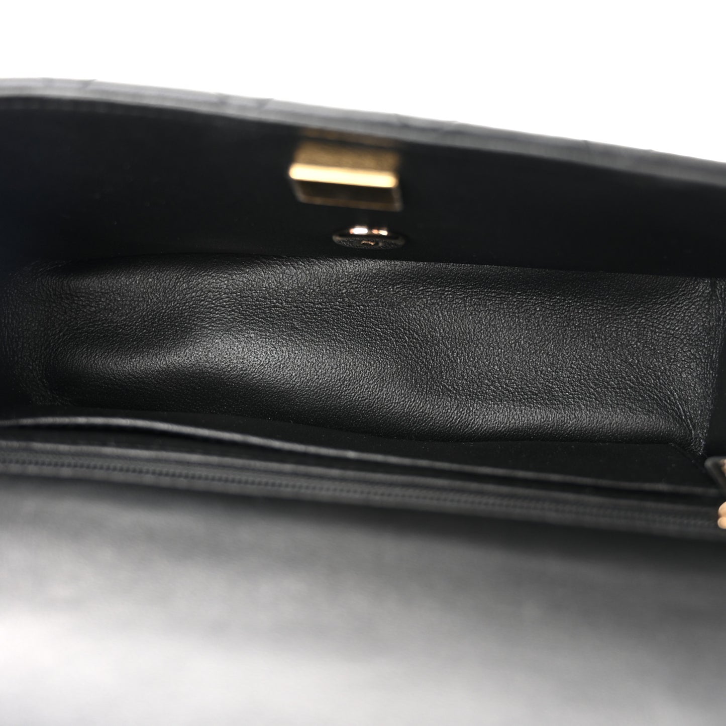 Lambskin Quilted Mini Top Handle Rectangular Flap Black