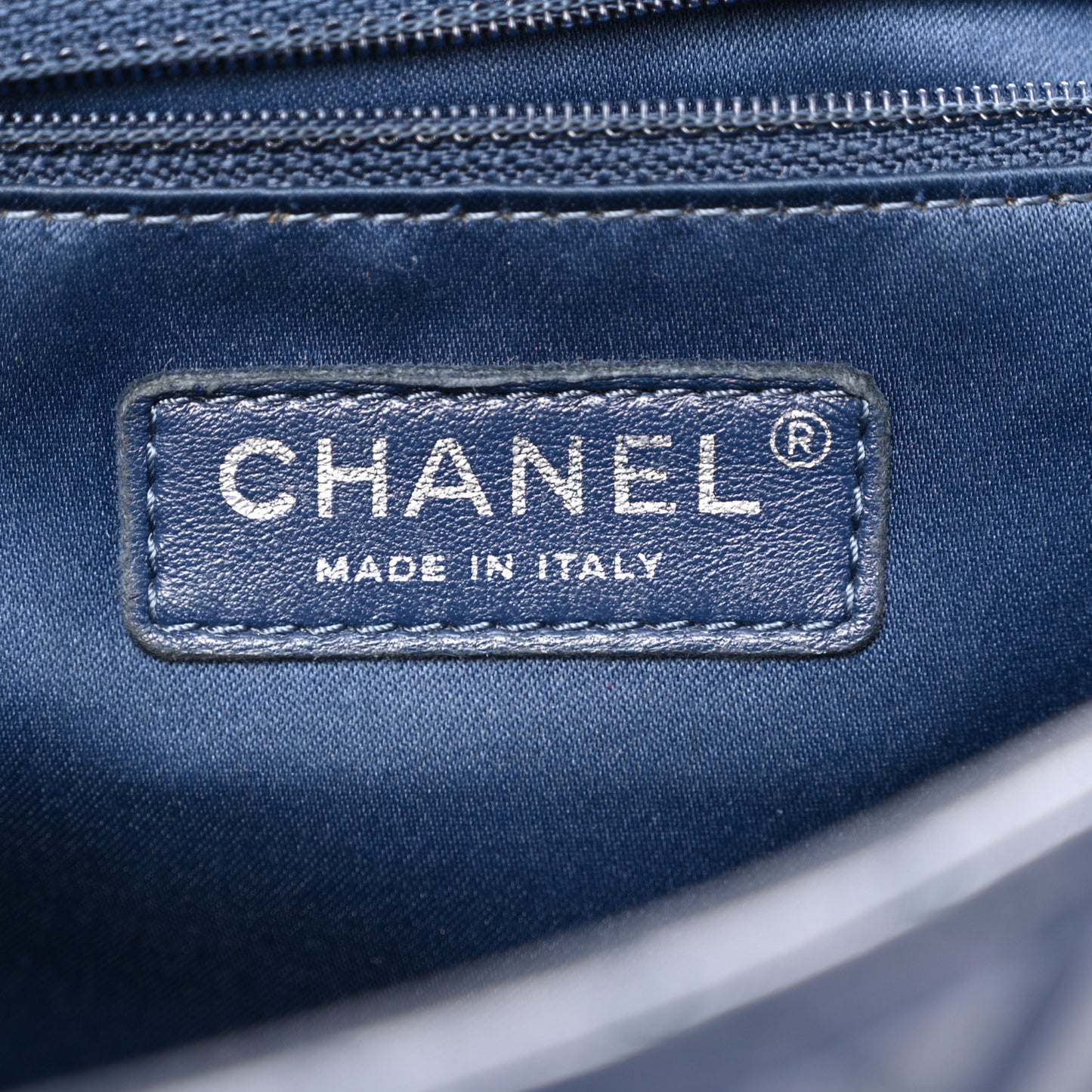 Lambskin Quilted Large CC Crossing Flap Navy