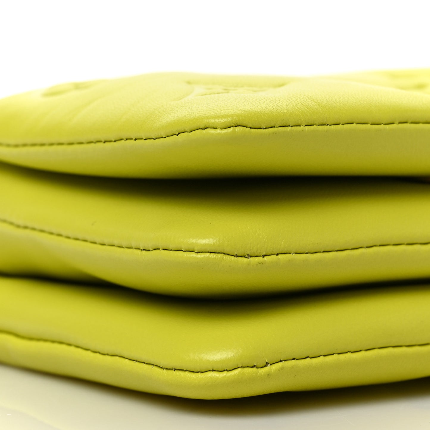 Lambskin Embossed Monogram Coussin Belt Vert Acide