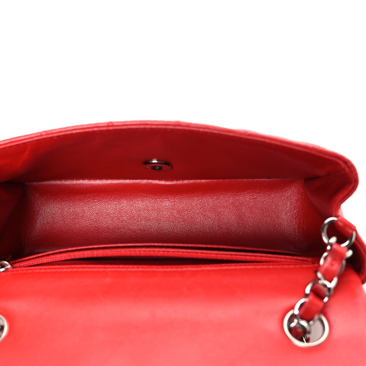 Lambskin Quilted Mini Rectangular Flap Red