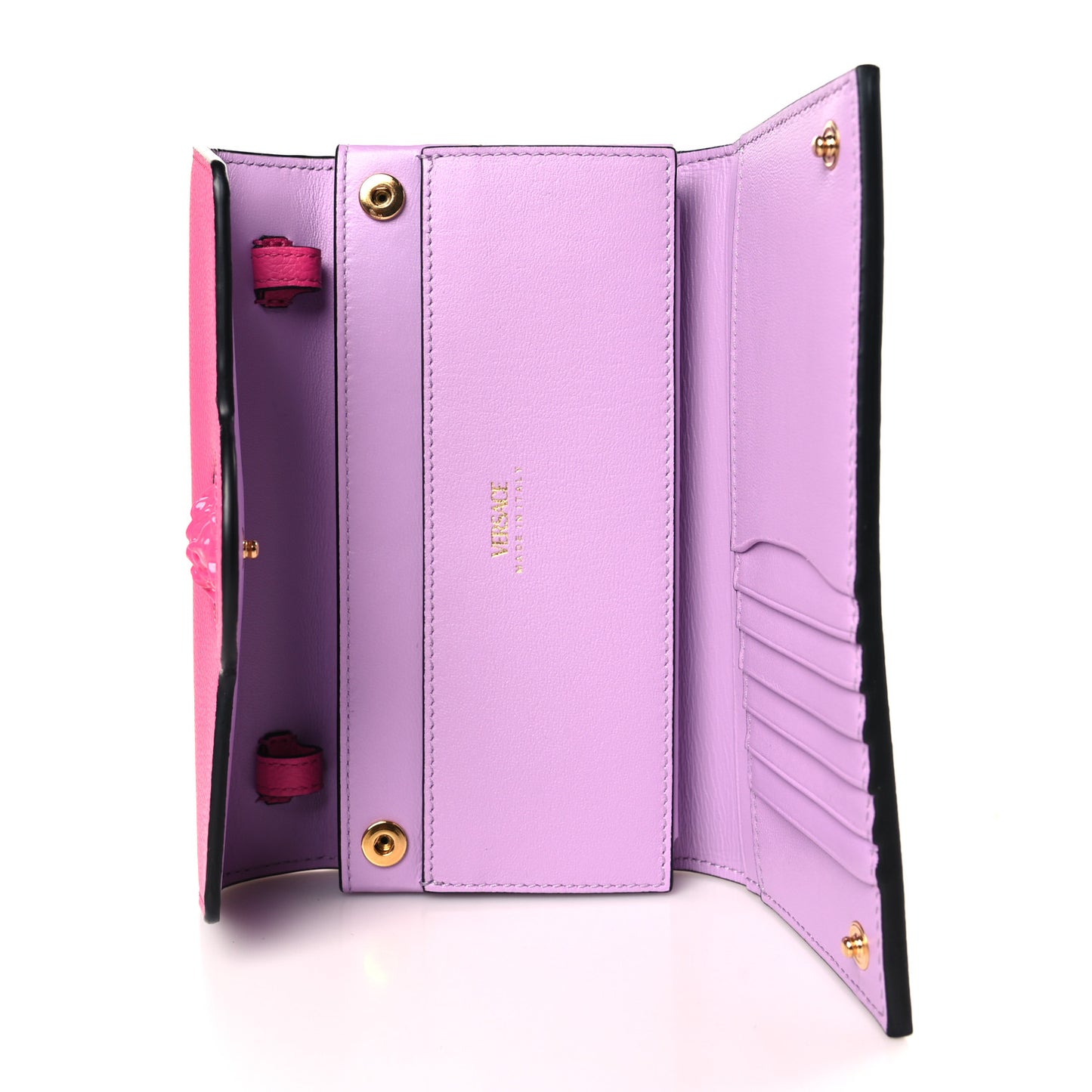 Grained Calfskin La Medusa Wallet On Chain Fuchsia Pink Lilac