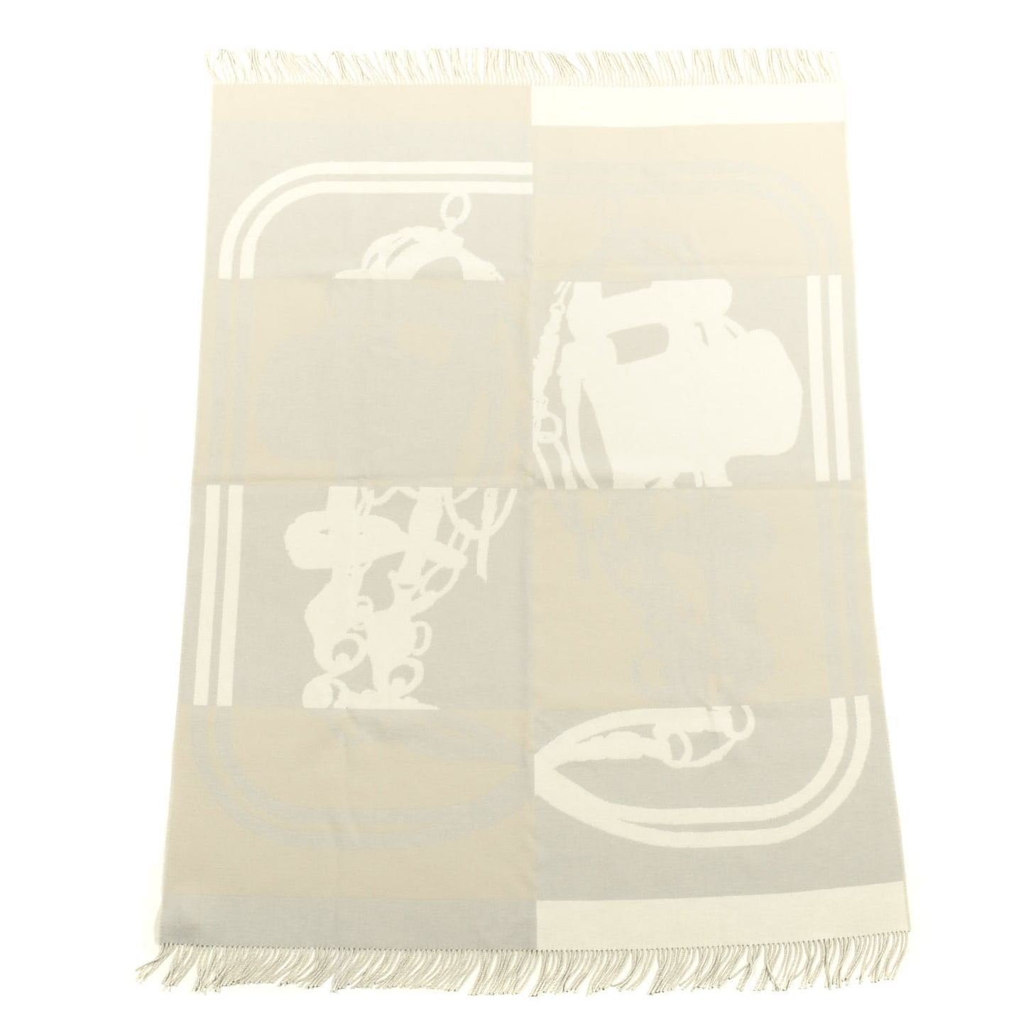 Cashmere Wool Brides De Gala Plaid Blanket Gris Perle