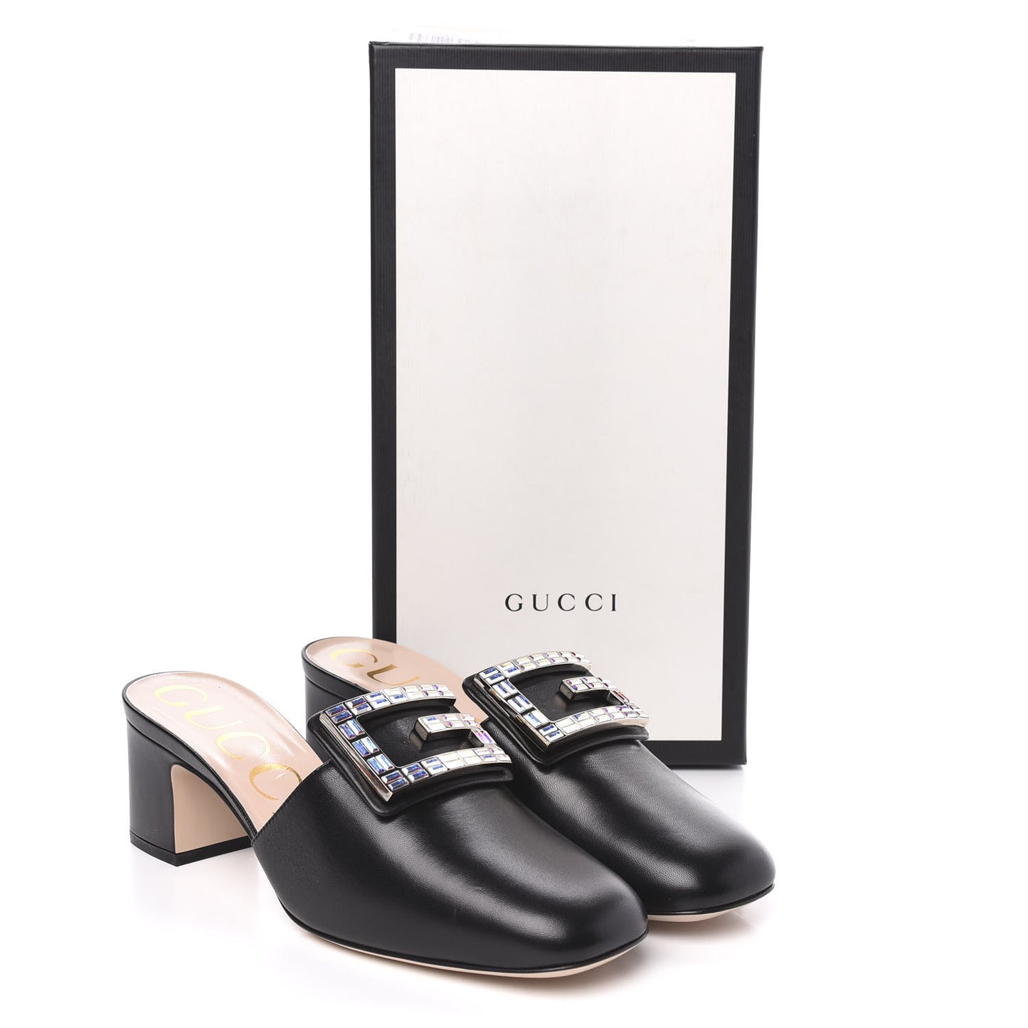 Malaga Kid Crystal Square G Madelyn Mules 38.5 Black