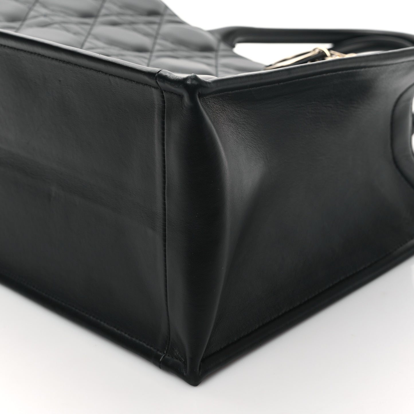 Calfskin Macro Cannage Medium Book Tote Black