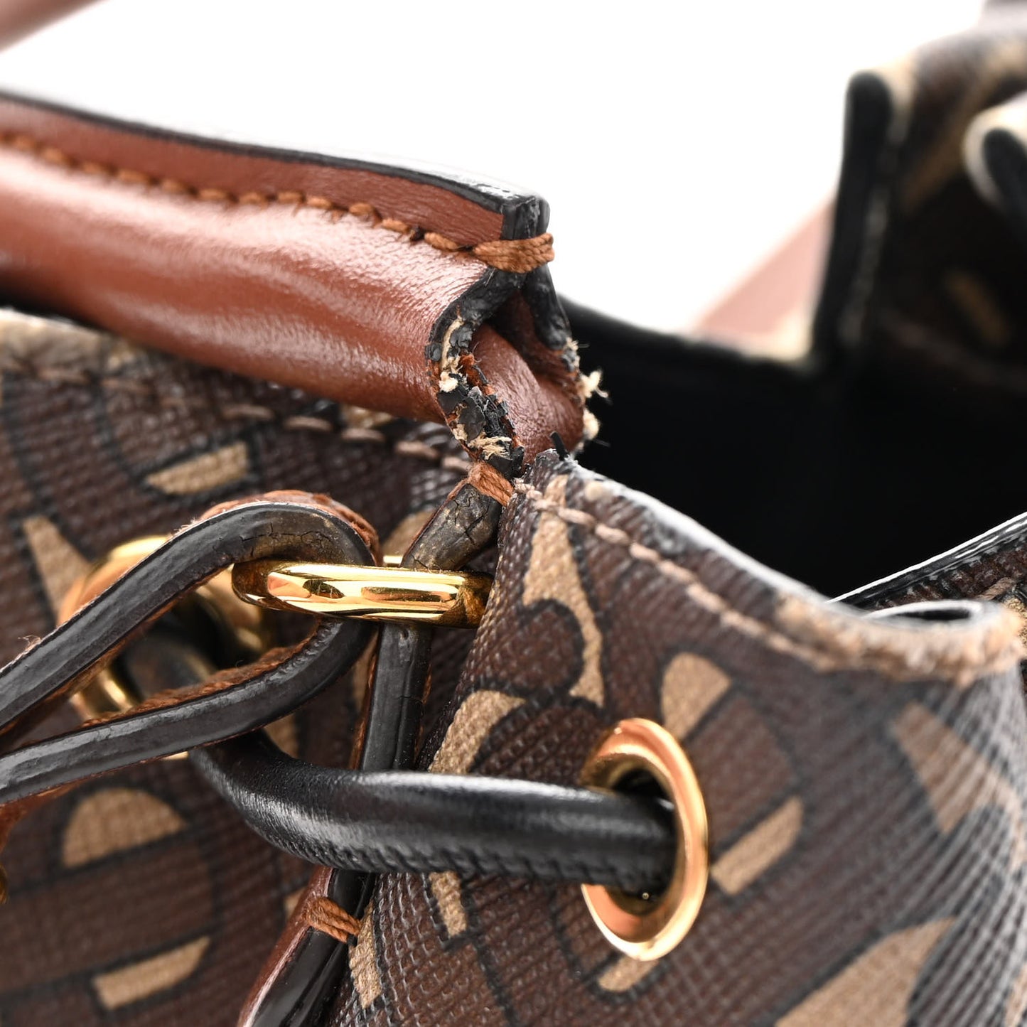 E-canvas Monogram TB Bucket Bag Bridle Brown