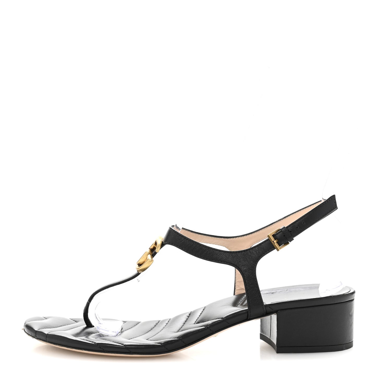 Nappa Matelasse Double G 35mm Thong Sandals 40.5 Black