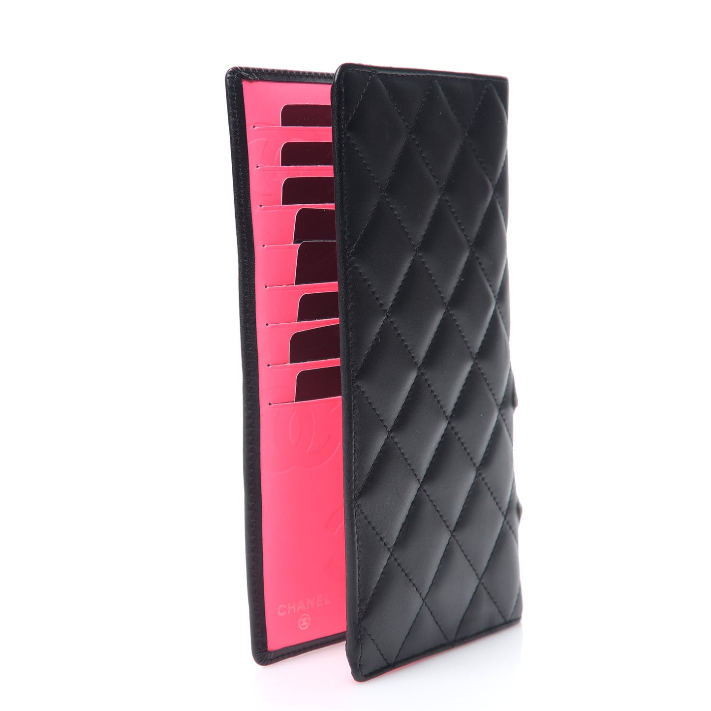 Calfskin Quilted Cambon Yen Wallet Black White