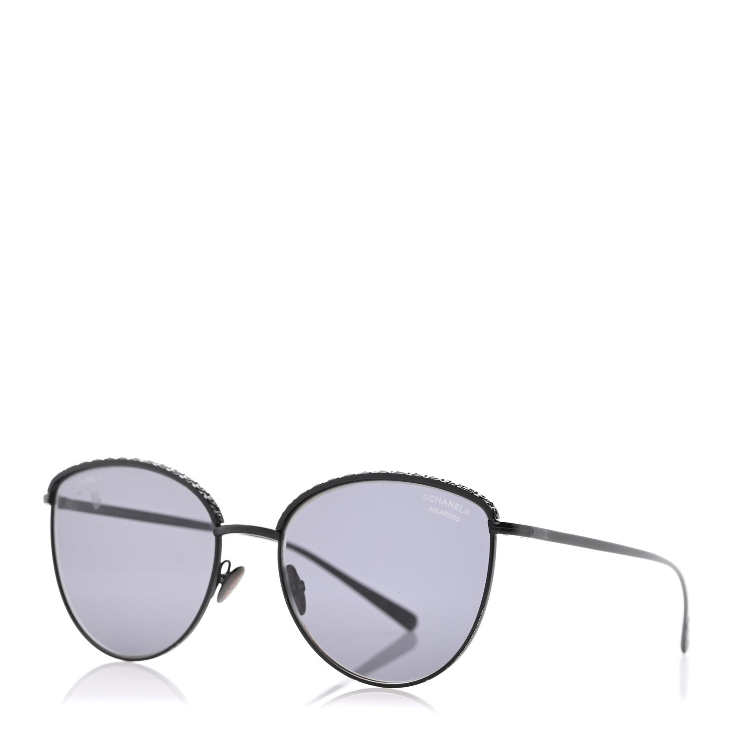 Chanel Metal Crystal Polarized Sunglasses 4258-B Black  display picture 2