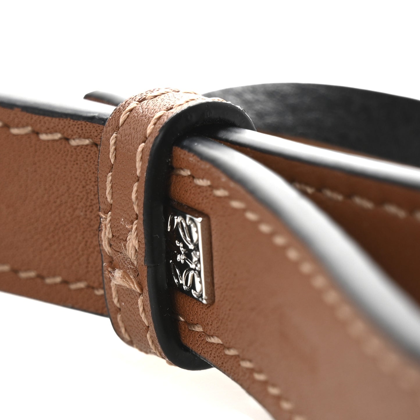 Calfskin Braided Short Strap Tan Black