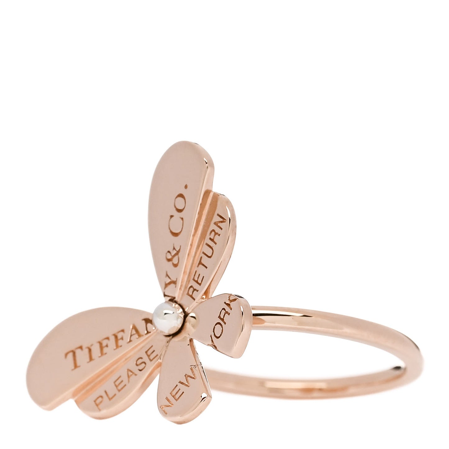 18K Rose Gold Sterling Silver Return to Tiffany Love Bugs Butterfly Ring 52 6