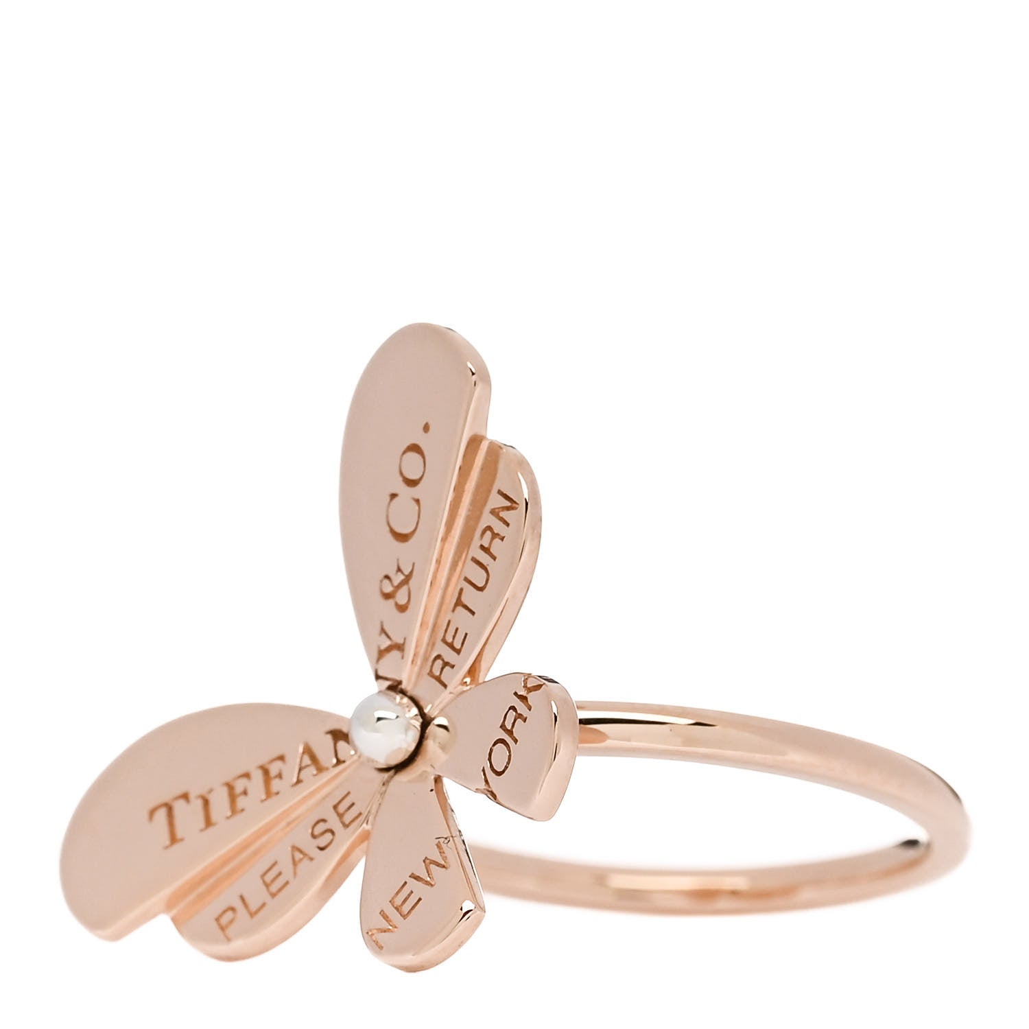 Tiffany 18K Rose Gold Sterling Silver Return to Tiffany Love Bugs Butterfly Ring 52 6 3 of 6