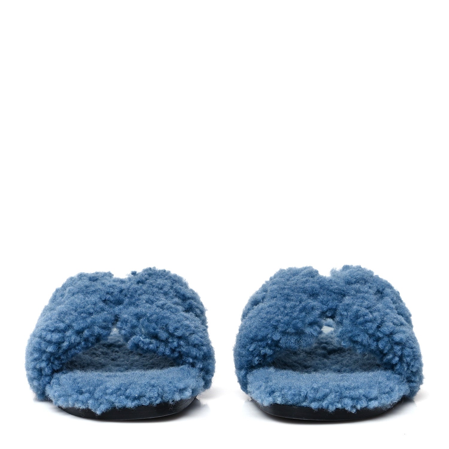 Hermes Woolskin Oran Sandals 38 Bleu 2 of 7