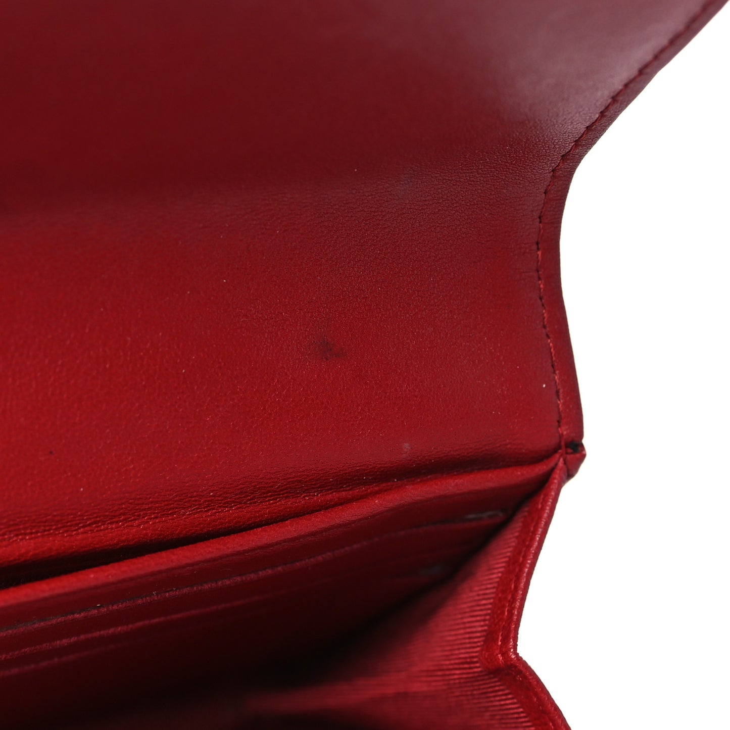 Lambskin Quilted Large Gusset Flap Wallet Red