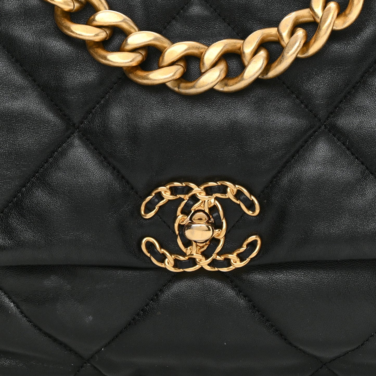 Lambskin Quilted Large Chanel 19 Flap Black