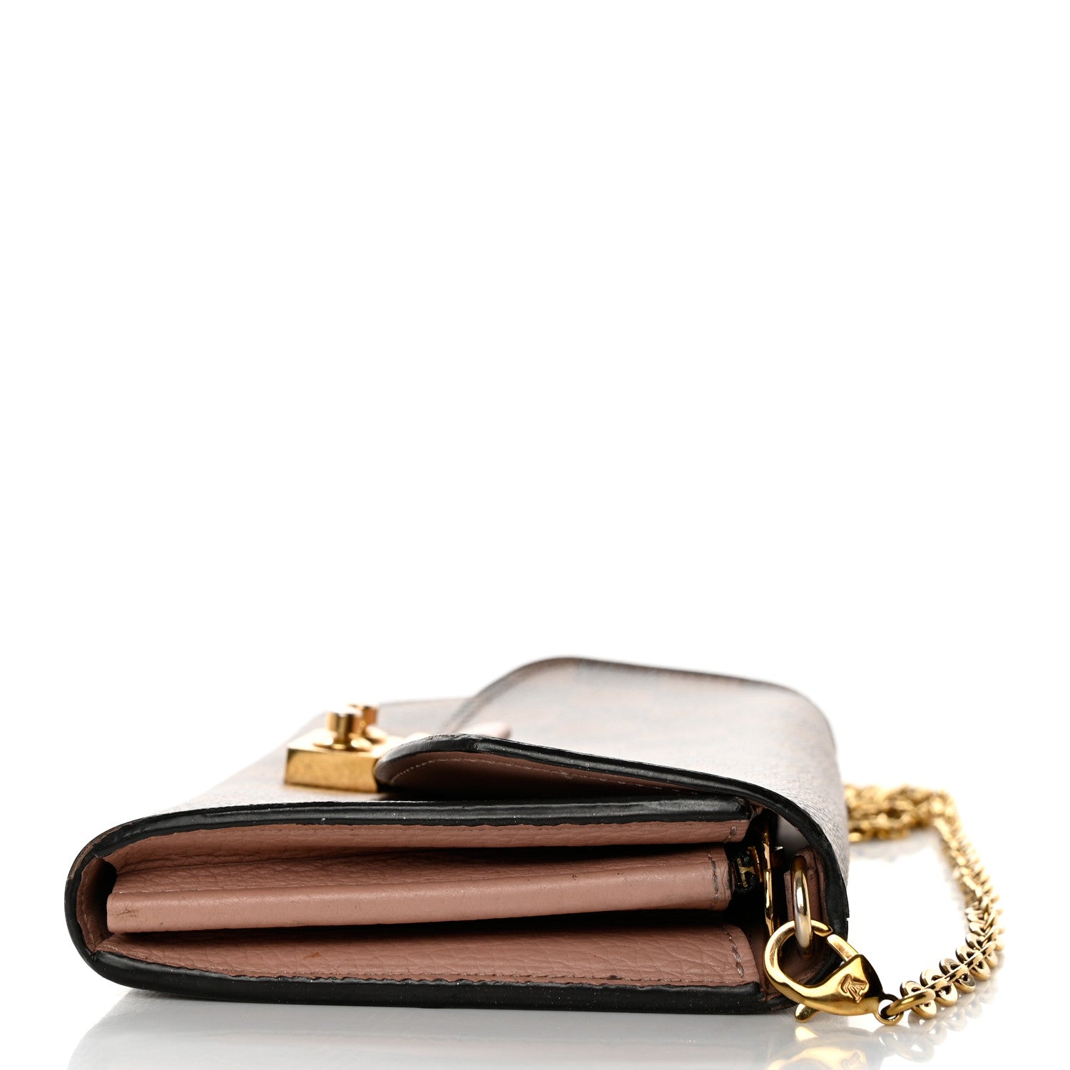 Louis Vuitton Damier Ebene Croisette Chain Wallet Rose Ballerine 9 of 11