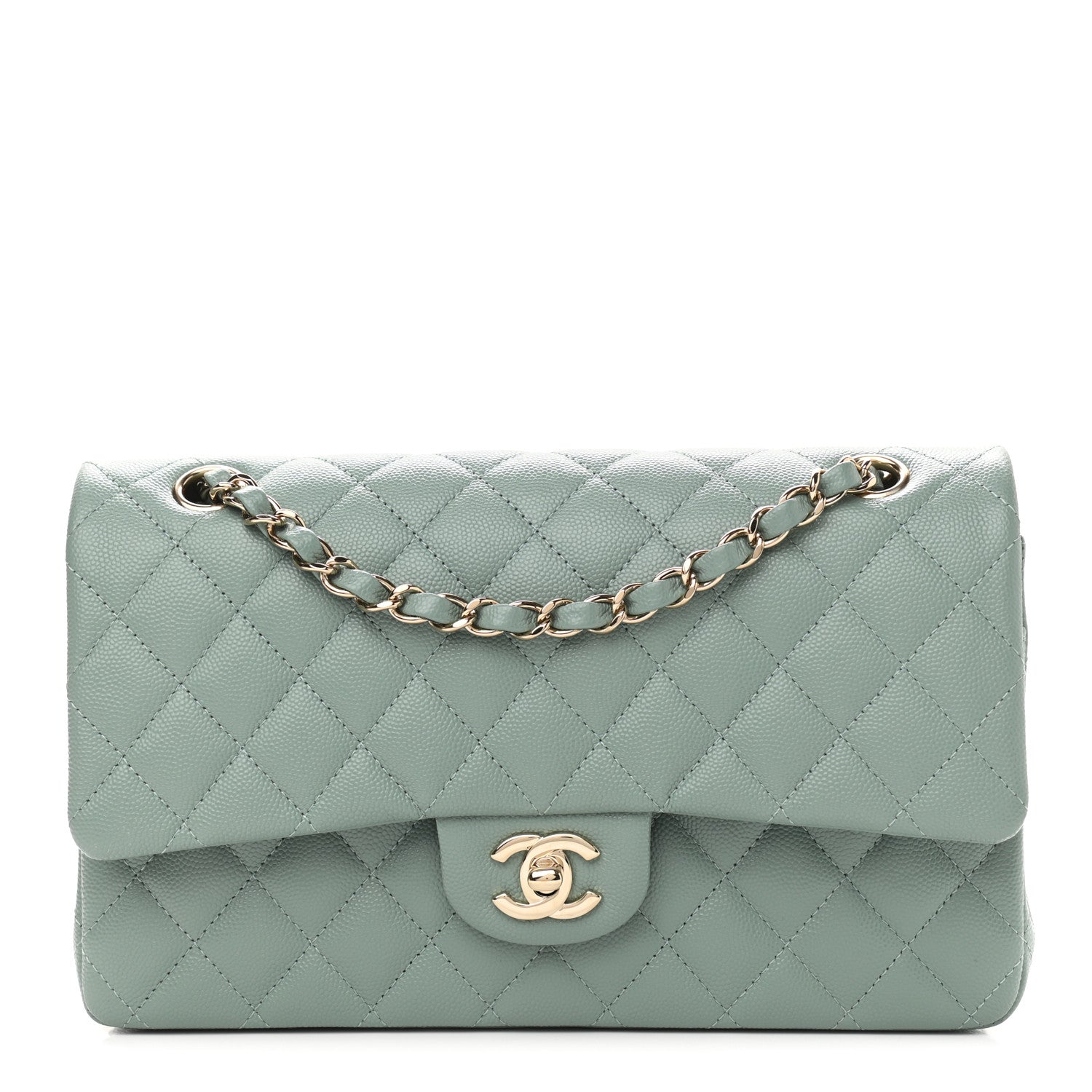 Chanel Caviar Quilted Medium Double Flap Green 1 of 10