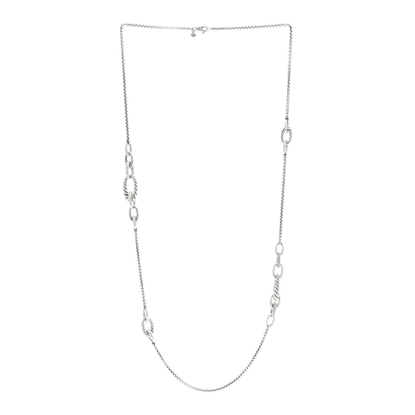 Sterling Silver Oval Link Long Necklace