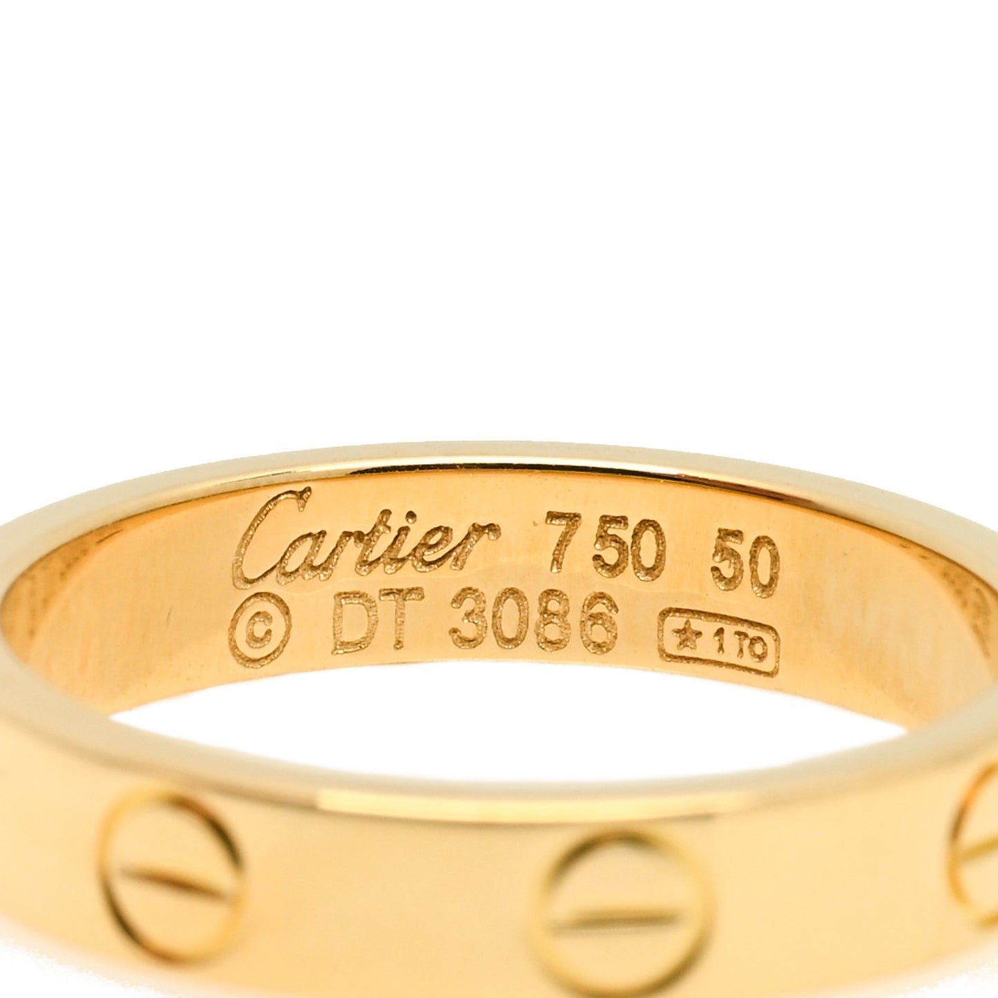 18K Yellow Gold 3.5mm LOVE Wedding Band Ring 50 5.25