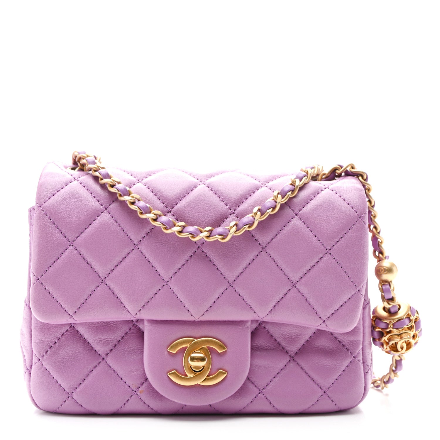 Chanel Lambskin Quilted Mini CC Pearl Crush Flap Purple 1685161