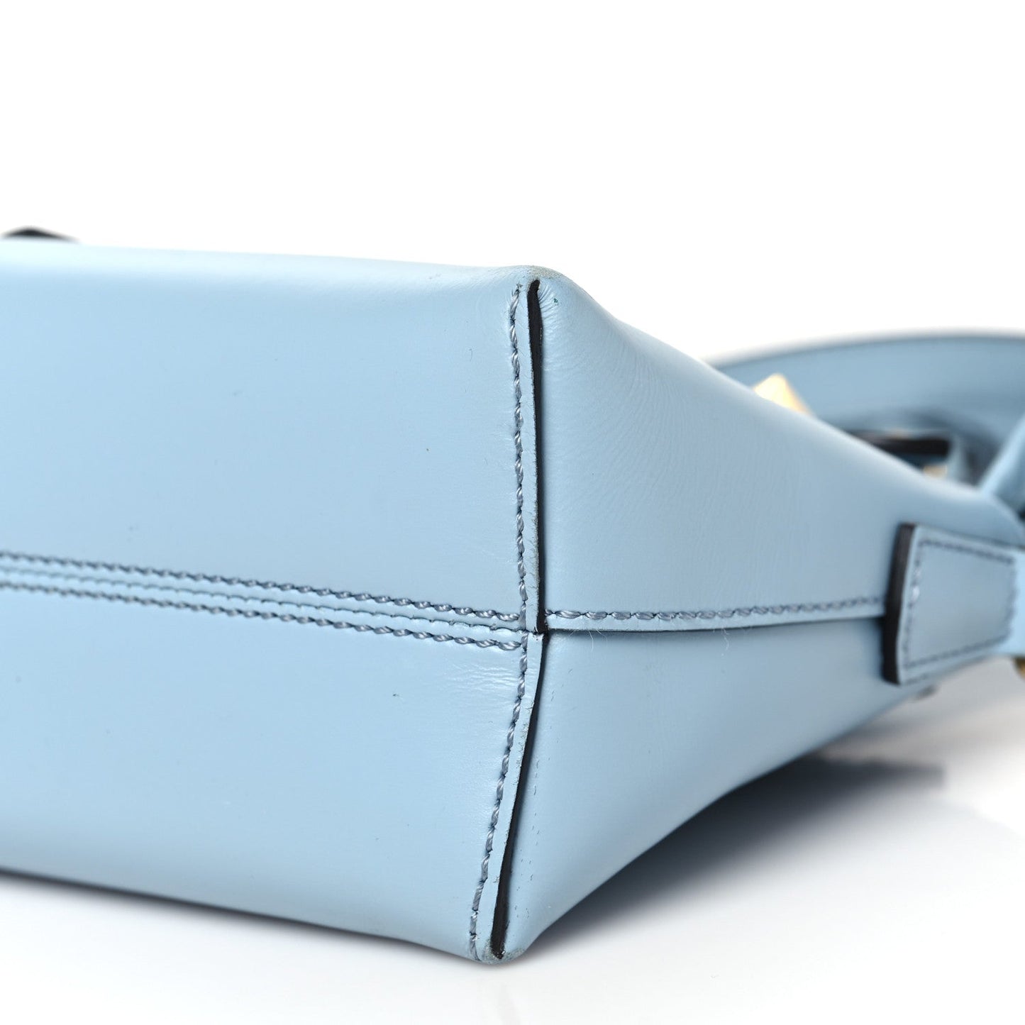 Vitello King Logo Embossed Mini By The Way Boston Bag Azzurro Baby