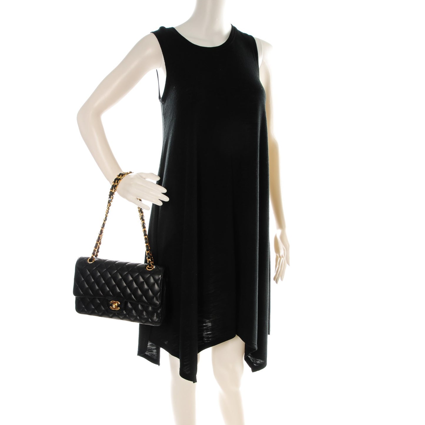 Caviar Quilted Medium Double Flap Black
