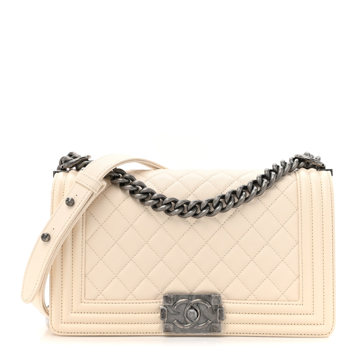 Chanel Caviar Quilted Medium Boy Flap Ivory 1 of 12
