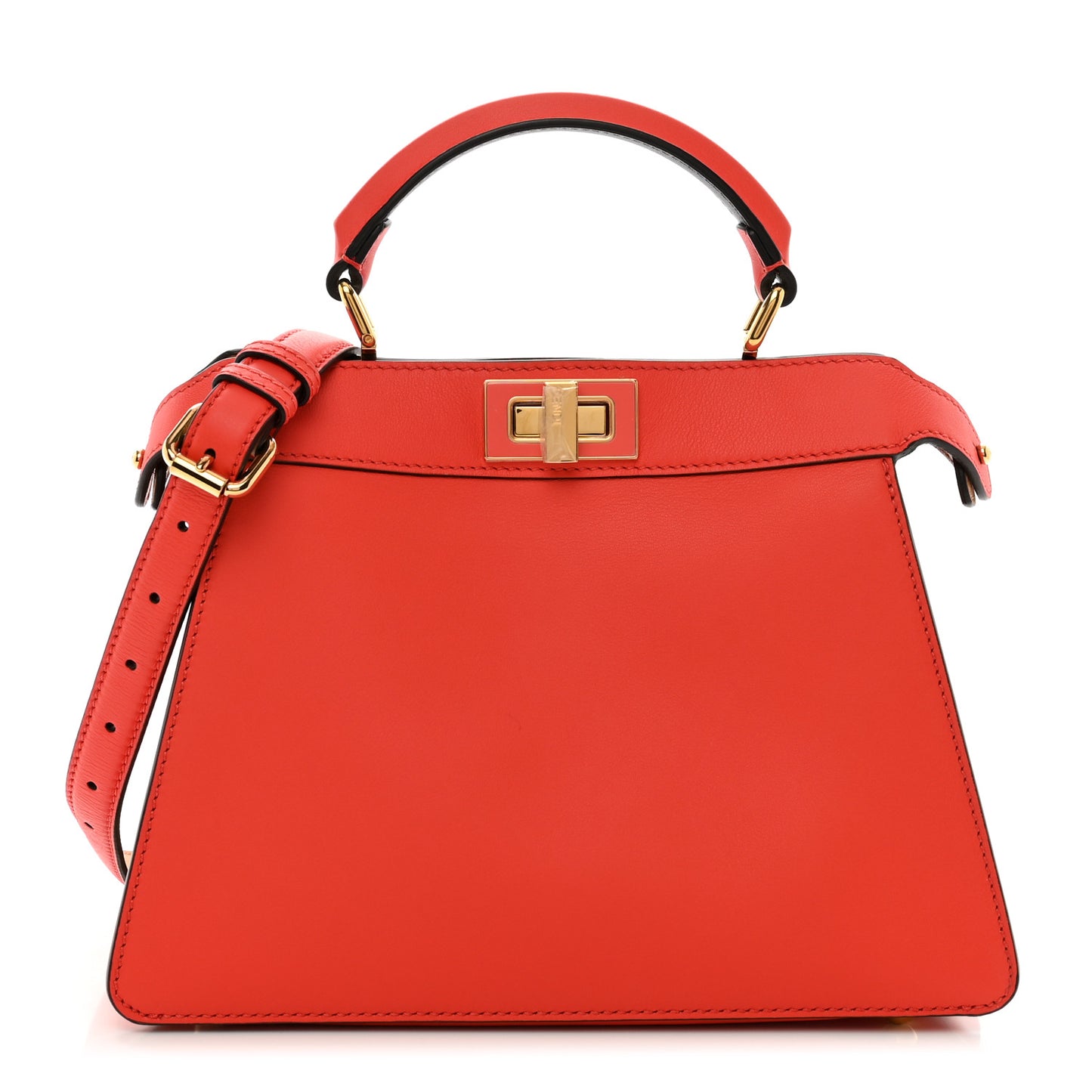 Vitello Seta Nappa Plexiglass Bi-Color Small Peekaboo I SEE U Satchel Miele Scuro Tulipano