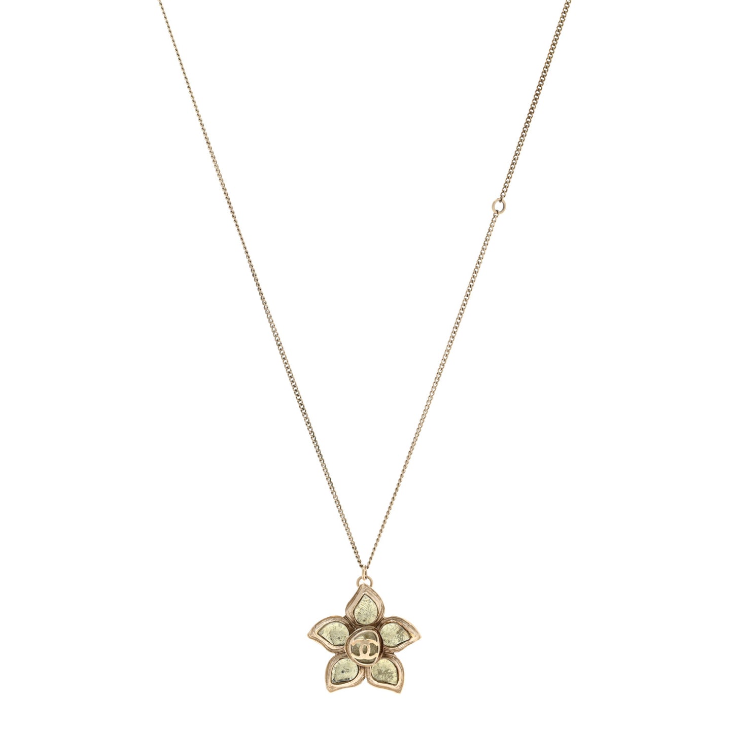 Resin Metal CC Flower Necklace Gold